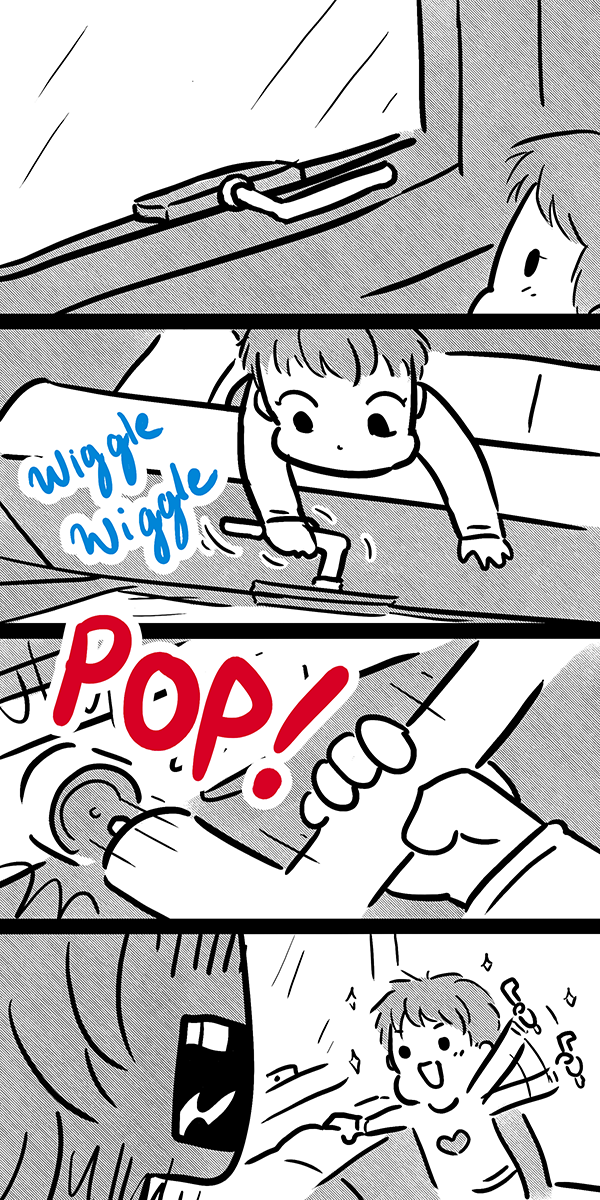 Comic strip featuring a toddler