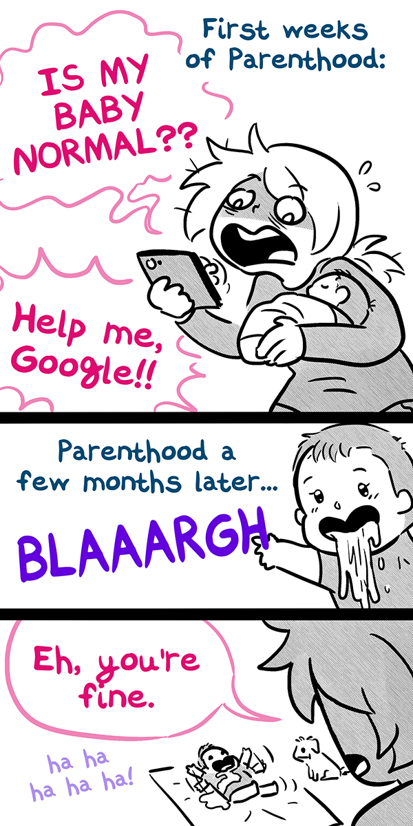Comic strip featuring a baby